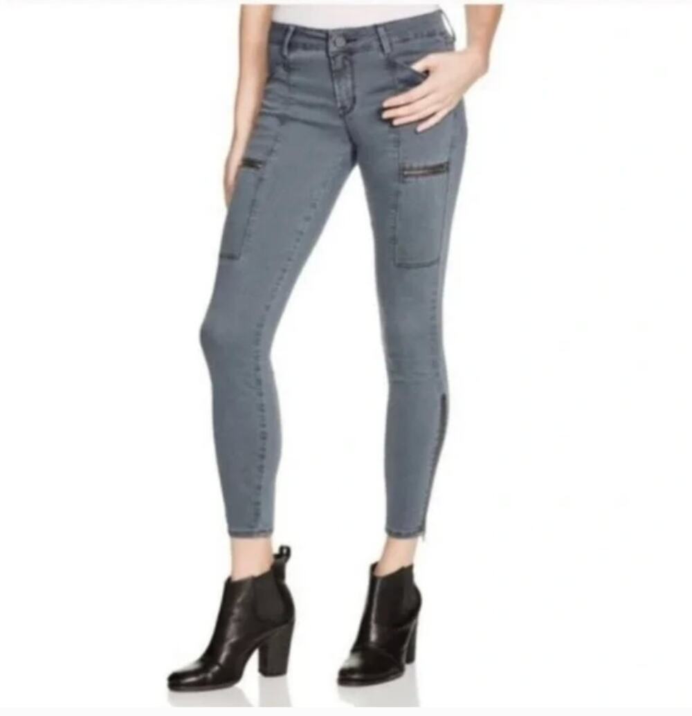 Pistola Topanga Zipper Moto Cargo Skinny Stretch Grey Jeans Size 30